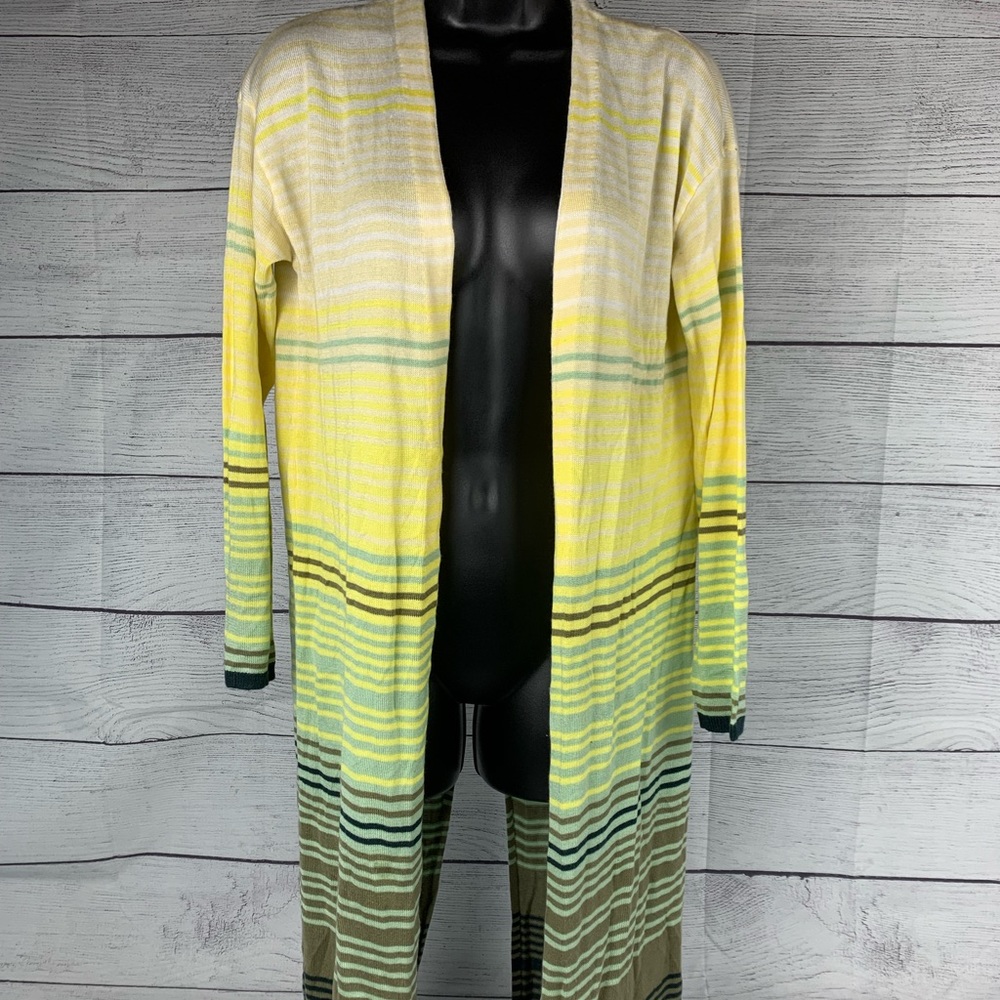 New York & Company Soho Jeans Open Back Striped Duster Cardigan Sweater X-Small